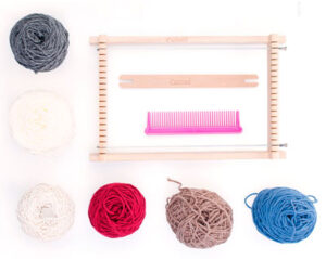 telares de marcos Kit de telar de tejer floristero redonda/cuadrada kit de telar de tejer de flores multicolor lana de tejer kit de manualidades 